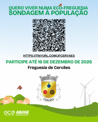 Junta de Freguesia de Cerv&atilde;es lan&ccedil;a sondagem &agrave; popula&ccedil;&atilde;o no &acirc;mbito da candidatura Eco-Freguesias XXI 2027